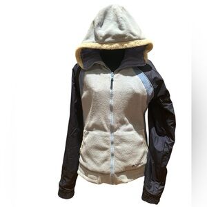 Columbia Reversible Sherpa Fleece Jacket Blue Hooded Winter Coat 18/20 Fits XS/S